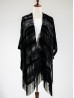 Sheer Velvet Ink Print Cape W/ Fringes